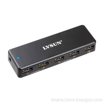 36W Portable Mobile Phone Charger w/5 Independent USB Ports, Charges 5 iPhone or 3 iPad SimultaneousNew